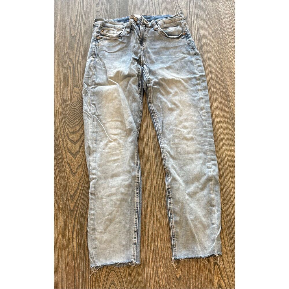 PISTOLA Arielle Skinny Scissor Cut Hem Jeans Mid Rise Light Wash Blue Size 28
